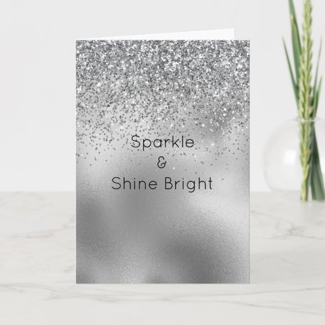 Gnistran Glitzy Silver Glam Glitter Kort (Framsida)