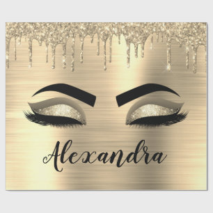 Gnistran Guld Eyelash Monogram Namn Presentpapper
