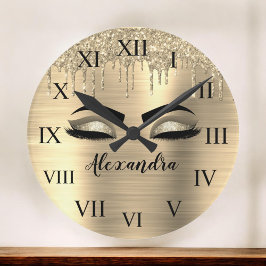 Gnistran Guld Eyelash Monogram Namn Stor Klocka