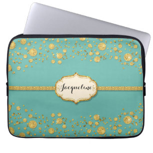 Gnistran guld Löv Glitter Konfetti Polka dots Laptop Sleeve
