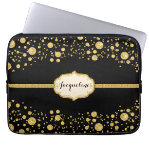 Gnistran guld Löv Glitter Konfetti Polka dots Laptop Sleeve