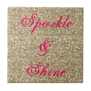 Gnistran Guld och Shock rosa Glitter och Shine Kakelplatta