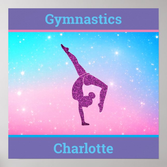 Gnistran Gymnastika Pastel Poster med Hennes Namn (Framsidan)