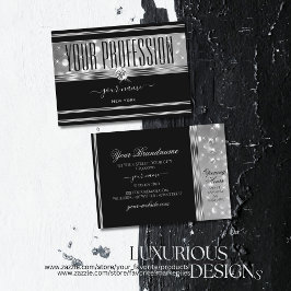 Gnistran Luxury Black Silver Glitter Stars Diamond Visitkort