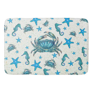 Gnistran Modern Beach Blue Crab Starfish Seahorse Badrumsmatta