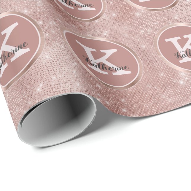 Gnistran Monogram Namn i Romb Guld Cute Diamond Presentpapper (Rullad Hörn)
