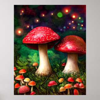 Gnistran Mushroom Enchanted Forest Fantasy Poster
