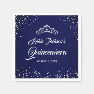 Gnistran Quinceanera Silver Diamond Snöre Pappersservett