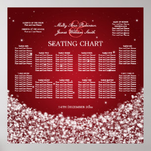 Gnistran Red för elegant bröllop-sätesschemastern Poster