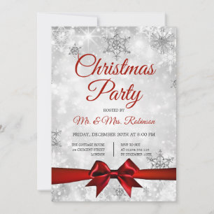 Gnistran Red Ribbon Party Silver Inbjudningar