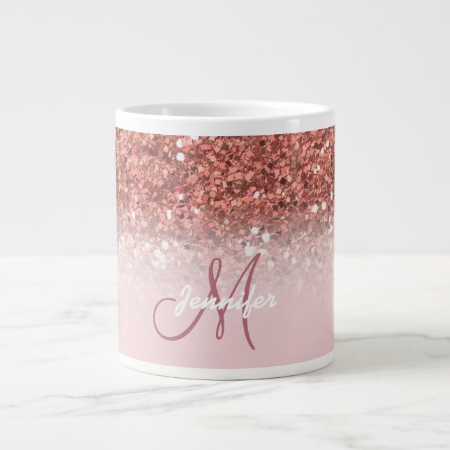Gnistran Ro-Glitter om Monogram Namn Jumbo Mugg (Framsidan)