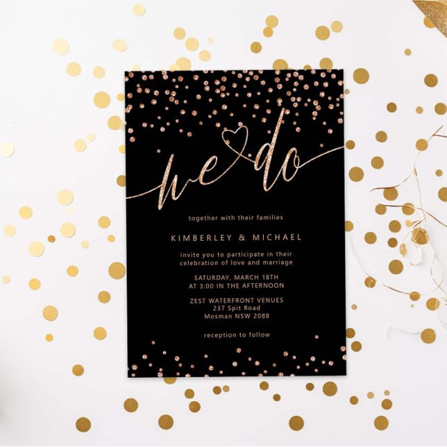 Gnistran ro guld och Svarta Glitter gör vi Bröllop Inbjudningar (Skapare uppladdad)