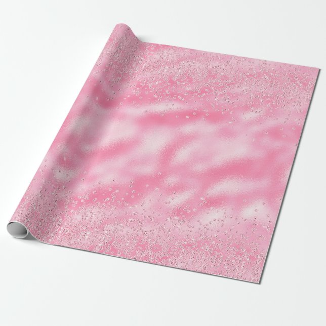 Gnistran Rosa Confetti Diamond Presentpapper (Utrullad)