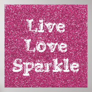 Gnistran rosa Glitter Live Kärlek Poster Skriv ut