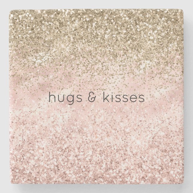 Gnistran Rosa Guld Glitz Glitter Stenunderlägg (Framsidan)