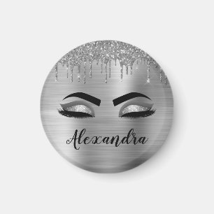 Gnistran Silver Eyelash Monogram Namn Magnet