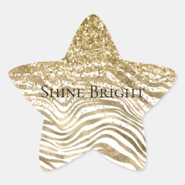 Gnistran söt Guld White Glitter Zebra tryck Stjärnformat Klistermärke