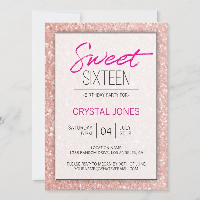 gnistran Sweet sixteen guld Inbjudningar (Framsida)