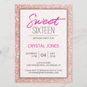 gnistran Sweet sixteen guld Inbjudningar
