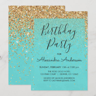 Gnistran Teal Blue Girly Glitter vid alla åldrar Inbjudningar