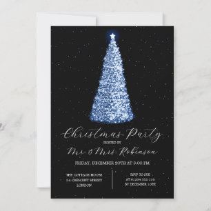 Gnistran Träd i Party vid jul Glam Navy Blue Inbjudningar