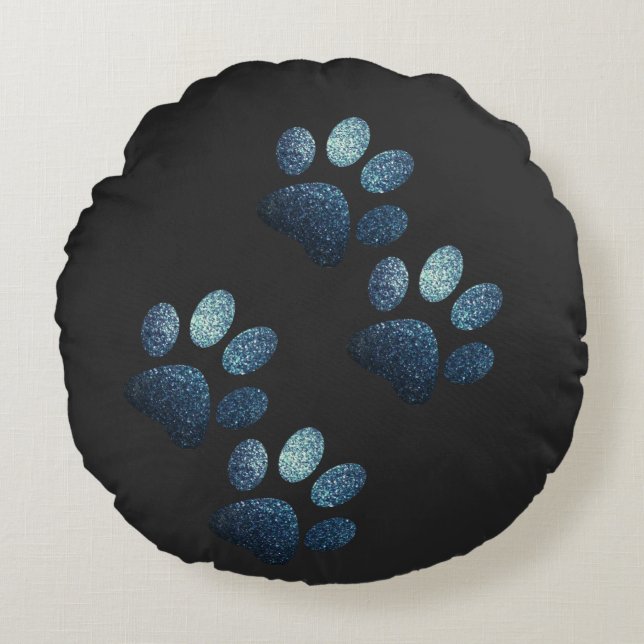 Gnistran Vänner hund mörk blått Rund Kudde (Framsidan)