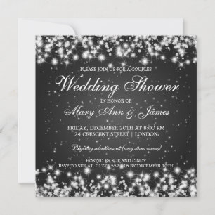 gnistran Winter Black i Elegant bröllop Shower Inbjudningar