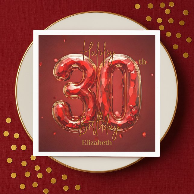 Gnistrande ädelsten Rubinhalsband och guld 30-års  Pappersservett (Skapare uppladdad)