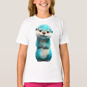 Gnistrande Blå Galaxutter Barn T Shirt