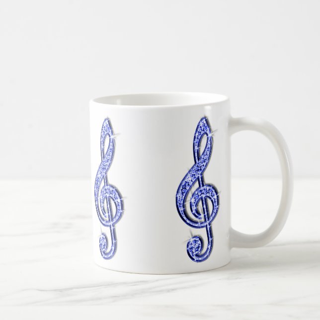 Gnistrande blå musiknot kaffemugg (Höger)