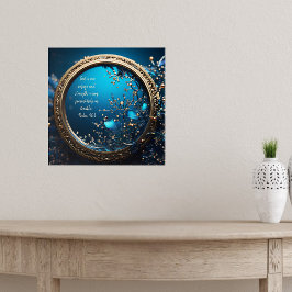 Gnistrande blå och guld ram bibelverser poster