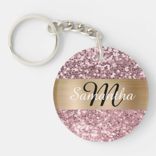 Gnistrande blekrosa glitter guld folie monogram