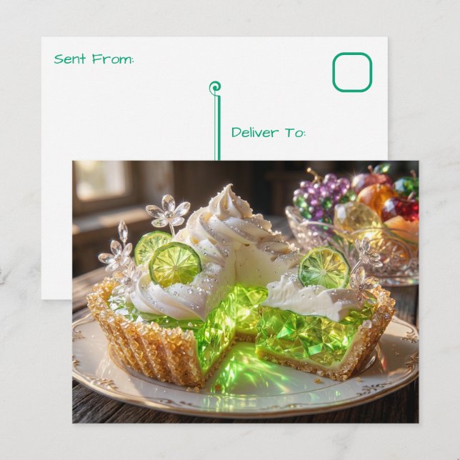 Gnistrande Crystal Key Lime Paj  Vykort (Fram/baksida)