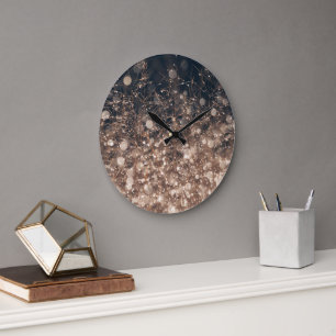 Gnistrande daggdroppar i jordtoner stor klocka