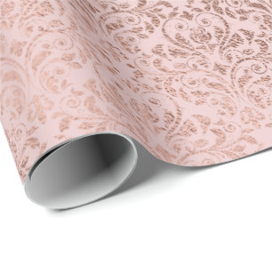 Gnistrande Diamant Röda Damast Rosa Roséguld Presentpapper
