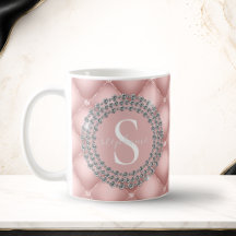 Gnistrande diamanter Blush Rosa Monogram Anpassad