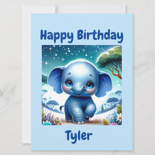 Gnistrande elefant under en stjärnklar himmel  kort (Framsida)