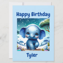 Gnistrande elefant under en stjärnrik himmel  kort