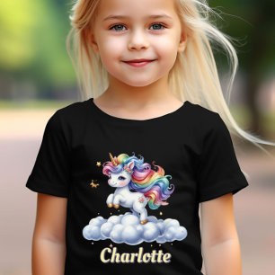 Gnistrande enhörning magisk moln namn svart t shirt