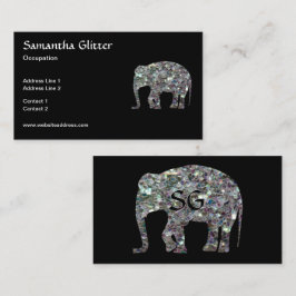 Gnistrande färgrik silvermosaik Elefantmonogram Visitkort