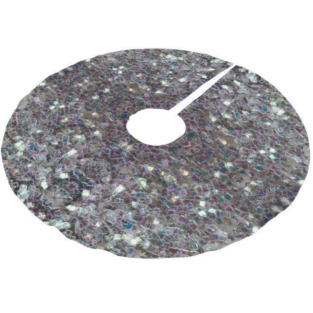 Gnistrande färgrik silvermosaik v3 julgransmatta borstad polyester (Vinklad)