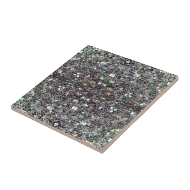 Gnistrande färgrik silvermosaik v4 - Mandala Kakelplatta (Sidan)