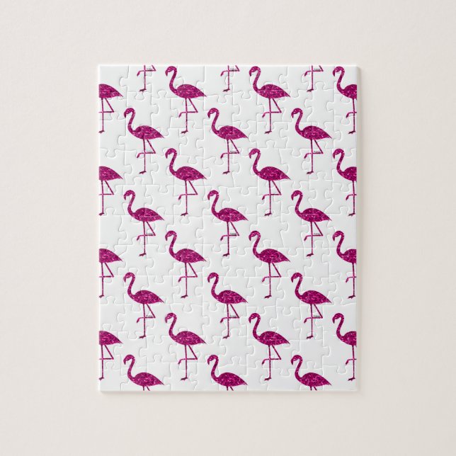 Gnistrande flamingo Rosa glitter gnistrar mönster Pussel (Vertikal)