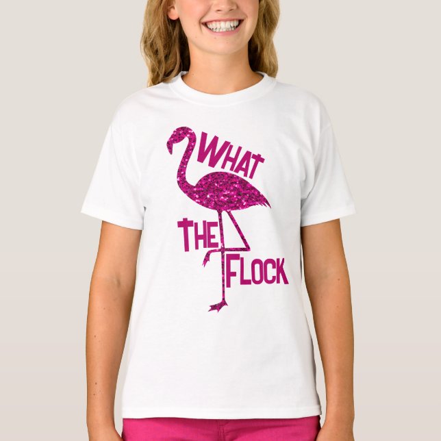 Gnistrande flamingo Rosa gnistor Vad flocken T Shirt (Framsida)