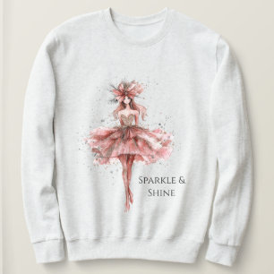 Gnistrande flicka i rosa roséguld klänning t shirt