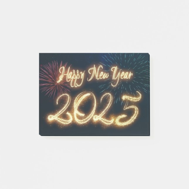 Gnistrande fyrverkerier Gott nytt år 2025 Post-it Block (Framsida)