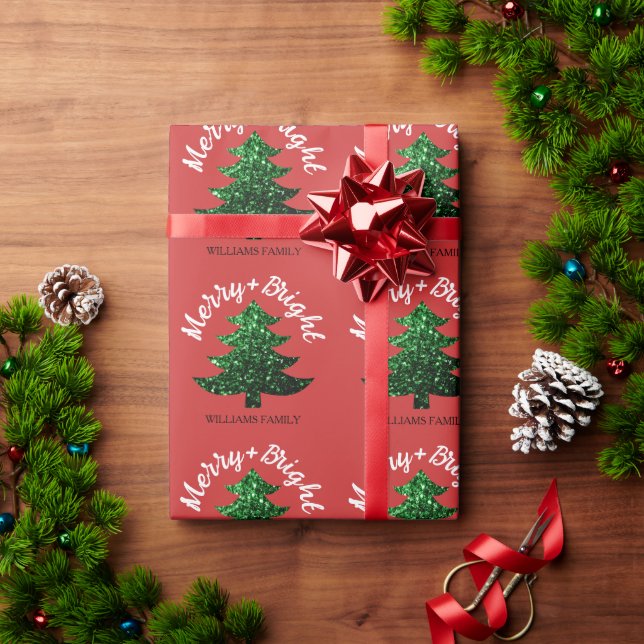 Gnistrande Glad Jul gran Anpassat namn Presentpapper (Julgåva)