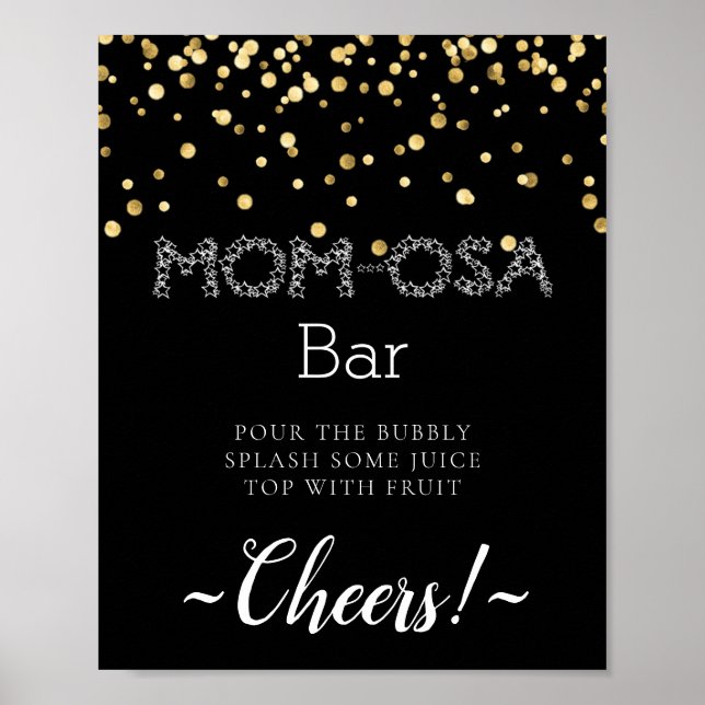Gnistrande glitter minimal enkel Mimosa Bar-skylt Poster (Framsidan)