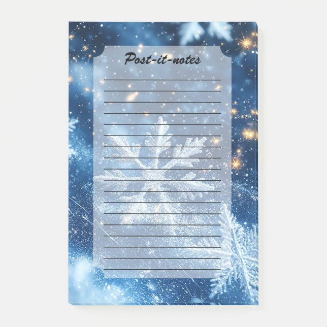 Gnistrande glitter snöflingor vinter jul post-it block (Framsida)