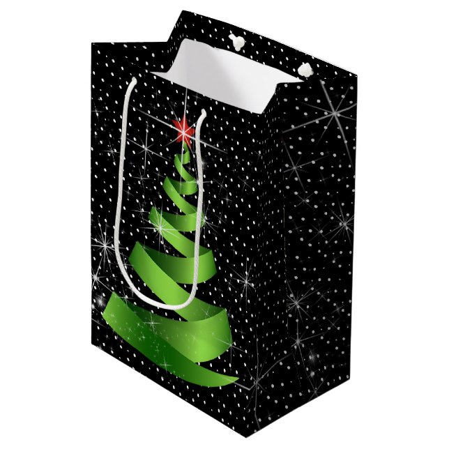 Gnistrande grön banderoll julgran (Framsidan Vinklad)